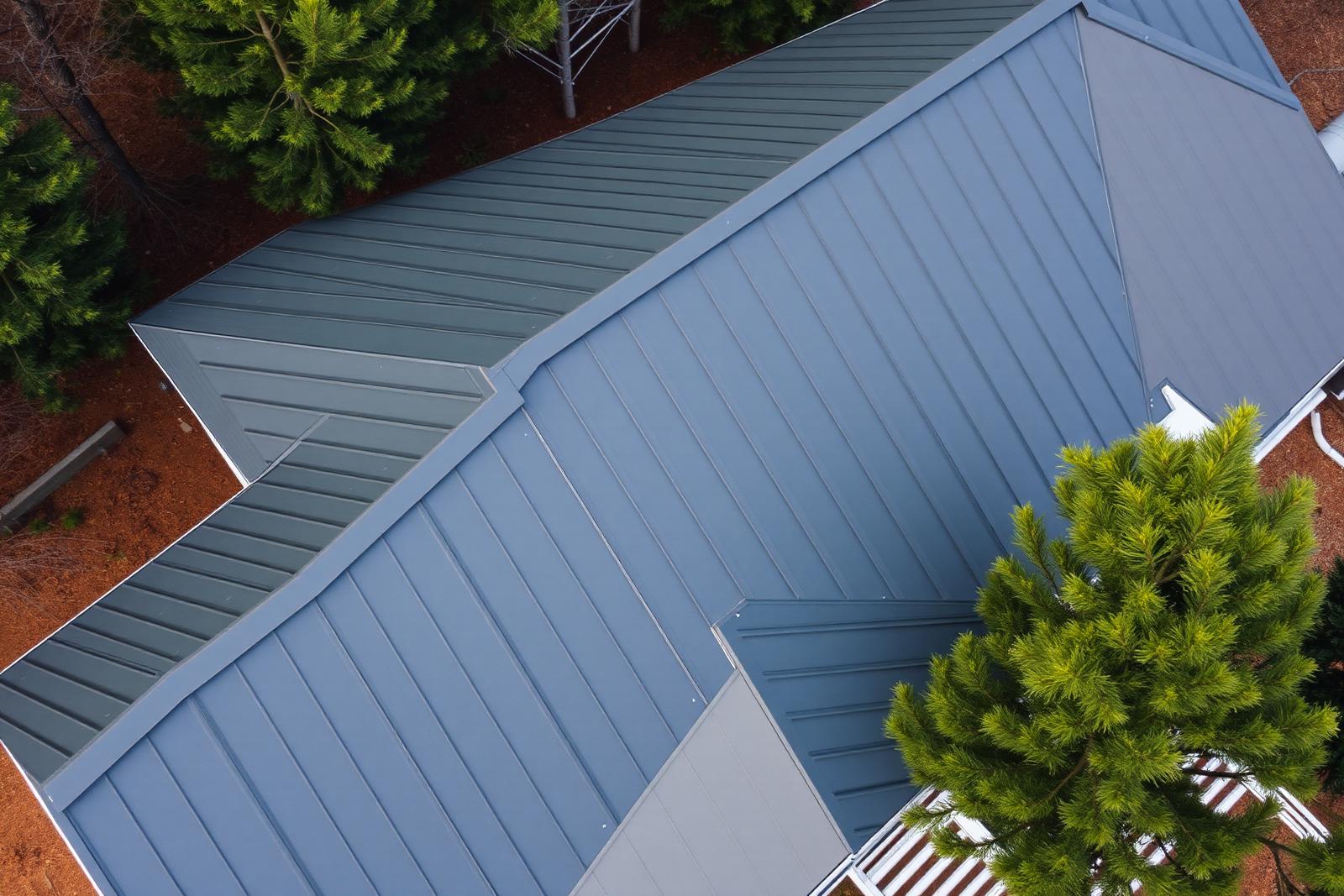Aerial view of standing seam metal roof